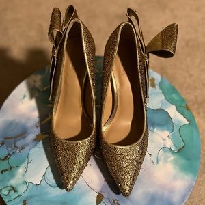 Gold Womens Dressy Rhinestone Pumps